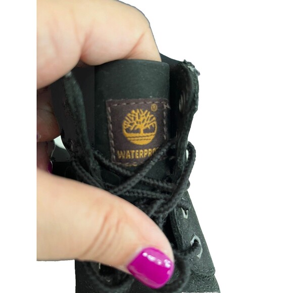 Timberland Boys Black Waterproof Thick Sole Boots US Sz 7 Lace Up Suede Leather - Picture 6 of 8